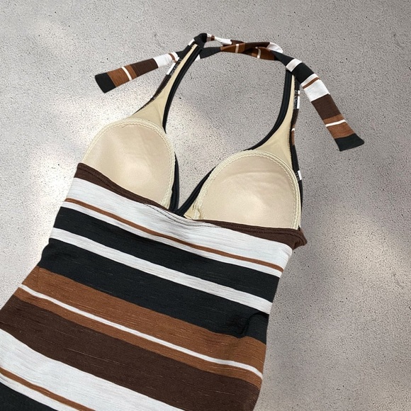 Sessa Brown & Black Halter Swim Top - Picture 3 of 4